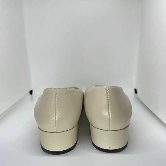 VINTAGE SELLY COMFORT FLEX HEELS LEATHER CREAM WHITE WOMEN'S SIZE 8.5 - Picture 5 of 11